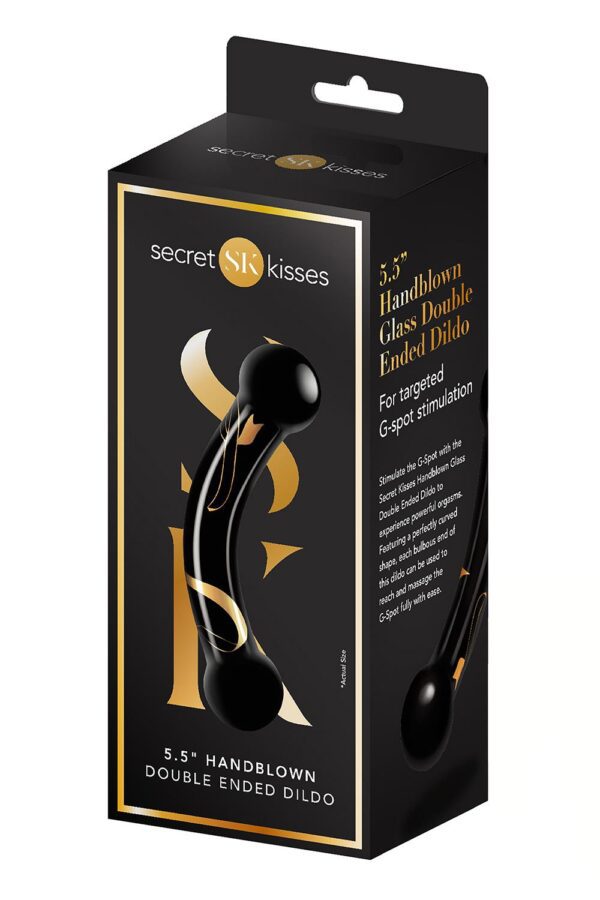 SECRET KISSES 14 CM HANDGEBLAZEN DUBBELZIJDIGE DILDO - Afbeelding 3