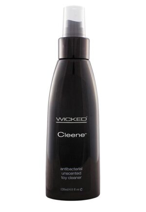 Wicked Cleene anti-bacterial toy cleaner.Keep your toys safe and your intimate areas healthy with Cleene Antibacterial Toy Cleaner. Enhanced with natural lavender and olive leaf extracts to boost anti-bacterial effectiveness