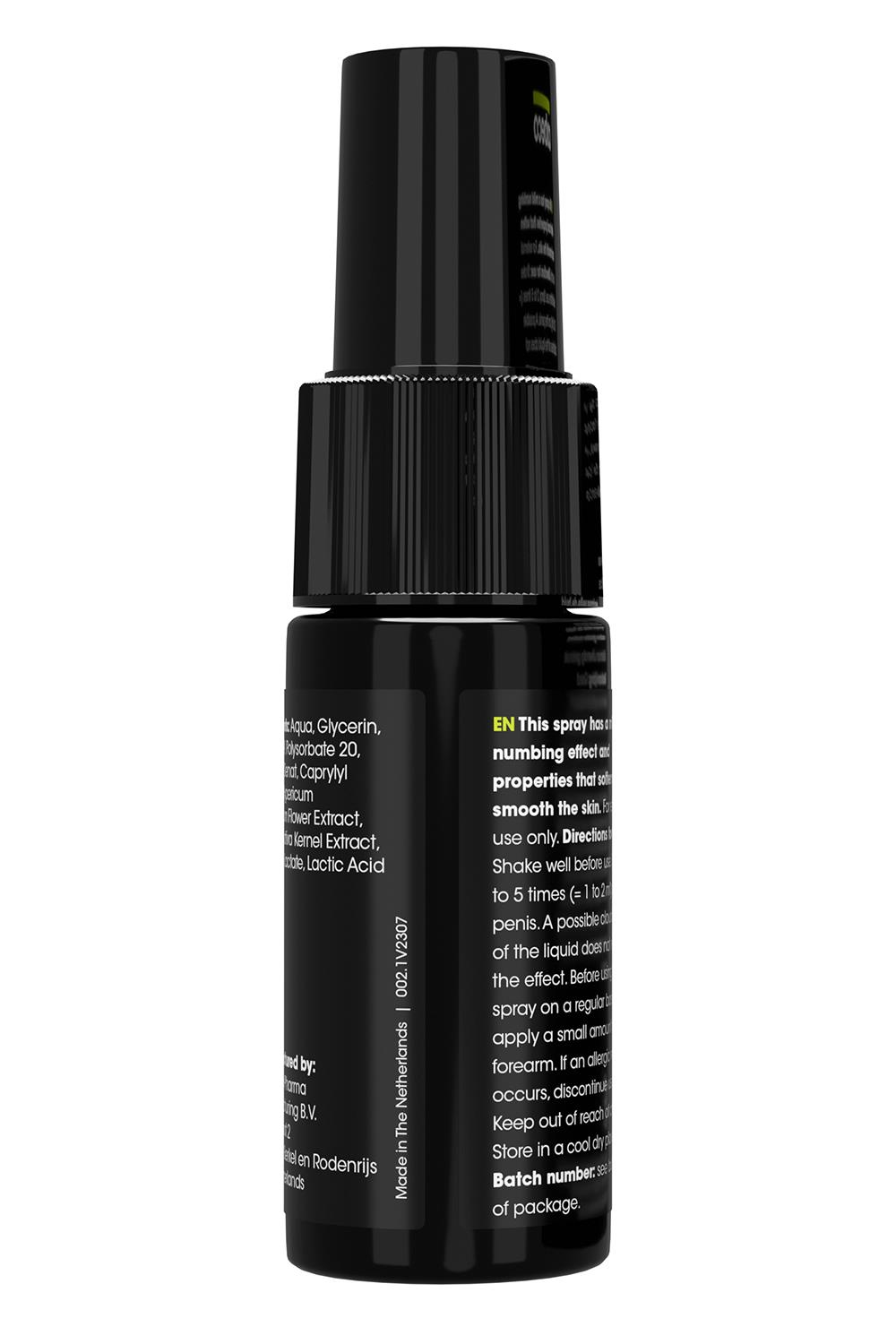 DELAY SPRAY – VERLENGD GENOT & CONTROLE – Afbeelding 4 which are neutral to the skin. The product has a nourishing and slightly cooling effect and helps to delay the ejaculation.IngredientsAqua