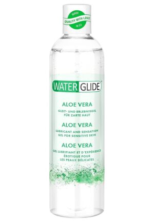 Waterglide 2:1 Aloe Vera lube & sensation gel is a colour-free and unscented 2-in-1 lube and gel with soothing aloe vera extract. This nourishing gel is very skin-friendly and its pH neutral formulation means it is particularly suitable for sensitive skins. This lubricant helps to support the natural vaginal microflora whilst its long-lasting slipperiness provides intense sensual pleasure.300 mlLubricant and sensation gelWith Aloe Vera extract for a soothing effectColour-freeUnscentedLong-lasting glide sensationsSuitable for sensitive skinspH neutral formulaVeganIngredients (INCI)Water