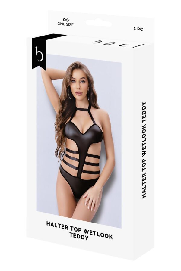 HALTER TOP WETLOOK TEDDY - Afbeelding 3