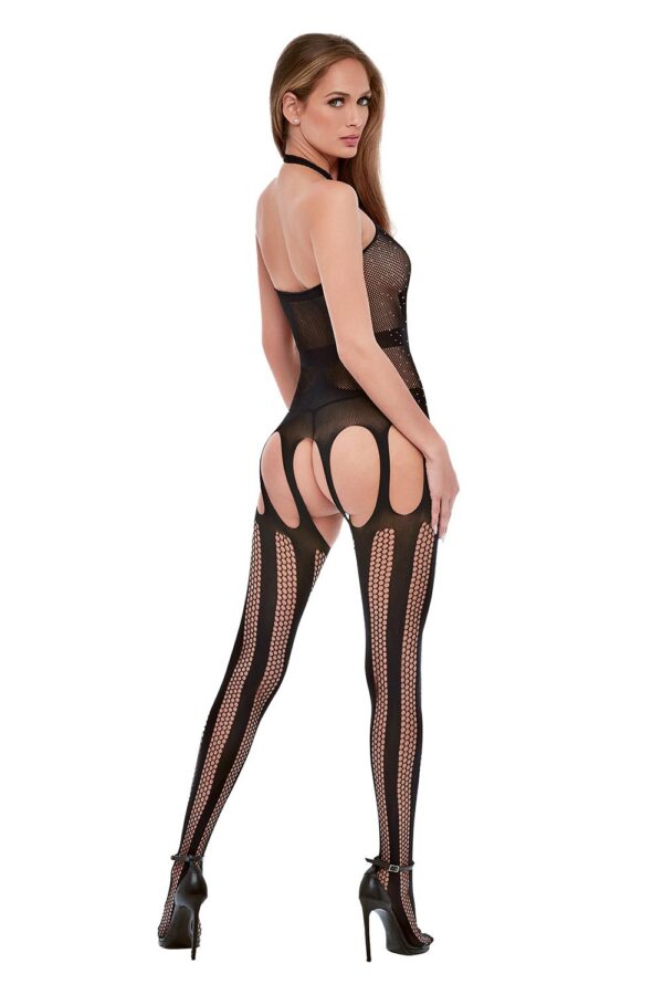 garter style straps complete the look with attached stockings