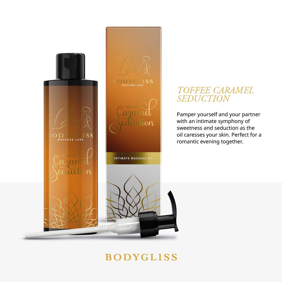 BODYGLISS MASSAGE OLIE EN GLIJMIDDEL IN 1 TOFFEE KARAMEL – Afbeelding 2 BODYGLISS MASSAGE OLIE EN GLIJMIDDEL IN 1 TOFFEE KARAMEL - Afbeelding 2