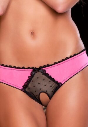 Slipje zonder kruis en met ruches, roze, maat m/l