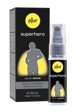 De Pjur Superhero Delay Serum is een hoogwaardig product dat gericht is op langduriger genot. Spray enkele malen op en rond de penis en verminder zo de gevoeligheid. Hierdoor houd je het langer vol en voorkom je vroegtijdig klaarkomen.